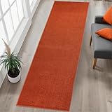 RugStylesOnline Washable Custom Size Runner Rug Solid Color Orange, (2 Feet Length x 26 Inch Width) Custom Cut Slip Resistant Rubber Backing Runner Rugs, Extra Long Runner Rugs for Hallways