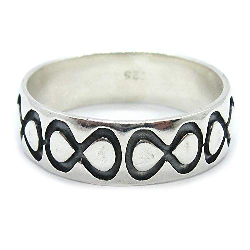 Bague argent sterling 925 infini massif 7mm anti-ternissement pour peaux sensibles