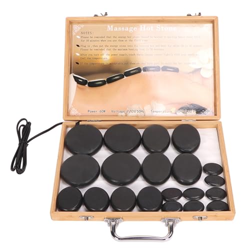 Lot de 20 Pierres Chaudes pour Massage avec Chauffe-bambou, Pierres de Massage en Basalte de Forme...