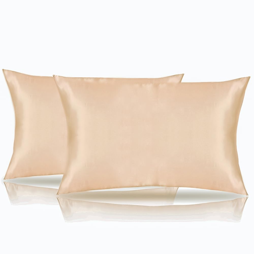 Toddler Pillowcase 14 x 20 2 Pack Satin Travel Size Pillow Cases Breathable Silky Soft Small Pillow Cases Flesh Color 14x20 Pillowcase Envelope Style