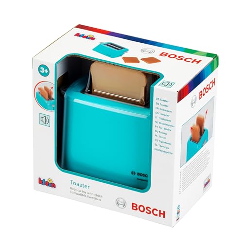 Theo Klein Bosch Toaster mit mechanischer Toastfunktion I Inklusive 2 Scheiben Spielzeugtoast I Maße: 15 cm x 12 cm x 10,5 cm I Spielzeug für Kinder ab 3 Jahren