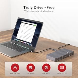 AV Access KVM Switch Docking Station for MacBook, USB-C KVM Switch 2 Monitors 2 Computers, 4K Dual HDMI Displays, 1 Laptop&1 Desktop Switching, Plug&Play, Ethernet, 100W Power Delivery, EDID Emulation