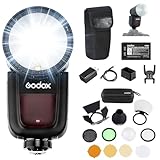 Godox V1 V1O Camera Flash with Magnetic Ring & AK-R1 Accessories Kit for Olympus and Panasonic, 76Ws 2.4G X Wireless TTL 1/8000 HSS Speedlight, 1.5s Recycle, 480 Full Power Flashes with Battery