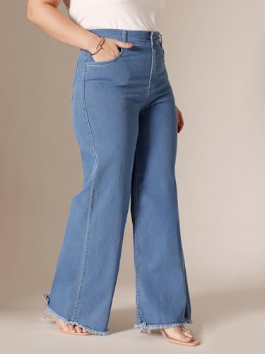 Image of Miss Chase A+ Women's Wide-Leg High Rise Regular-Length Stretchable Denim Jeans