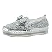 Zapatos Bailarina Niña Zapatos de mujer Casual Sequin Plataforma Muffin Round Toe Bow Rhinestone Zapatos individuales Casual (White, 37)