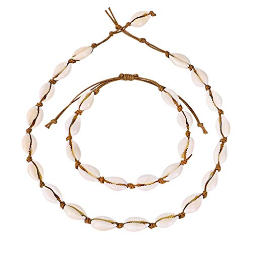 Vintage Natural Shell Armband, weiße Türkis Halskette, böhmischen Retro-Stil Damen Schmuck Geschenk (Brown) Cover