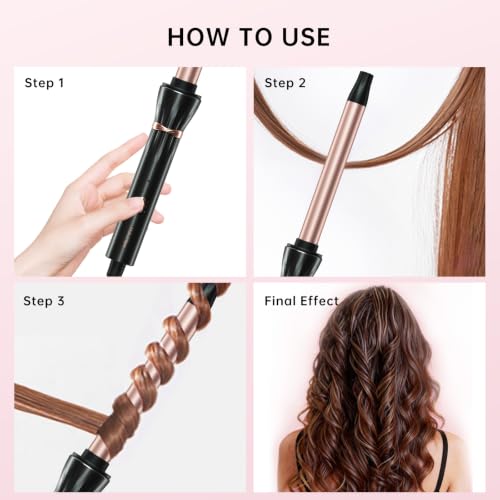 Image of Hahahope 3 /4 Inch Curling Wand for Long Hair, Long Barrel Ceramic Hair Curler for Beach Waves, Dual Voltage with 30s Fast Heating & 2 Temp Settings, 360 Swivel Cord