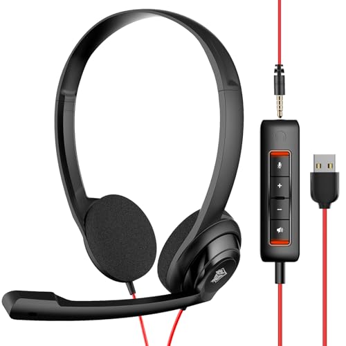 NUBWO HW02 USB Computer Headset with Clear Chat Microphone, Lightweight On-Ear Wired Headset for MS Teams, Skype, Webinars, Call Center and More (Black) by NUBWO - Used condition - US$14.48