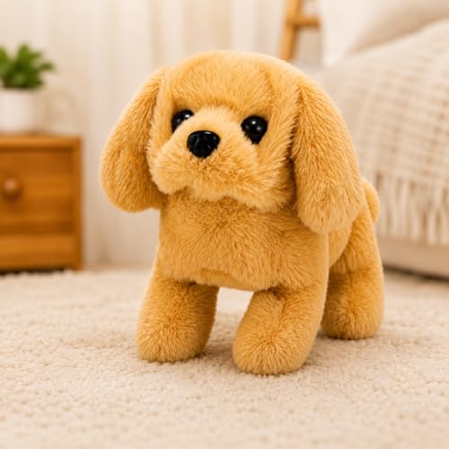 Image of Interactive Plush Toy Dog with Walking Movement, Sound Function and Tail Motion (Brown)