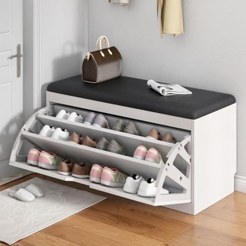 Banc à chaussures d'entrée au design scandinave avec assise rembourrée pour intérieur
