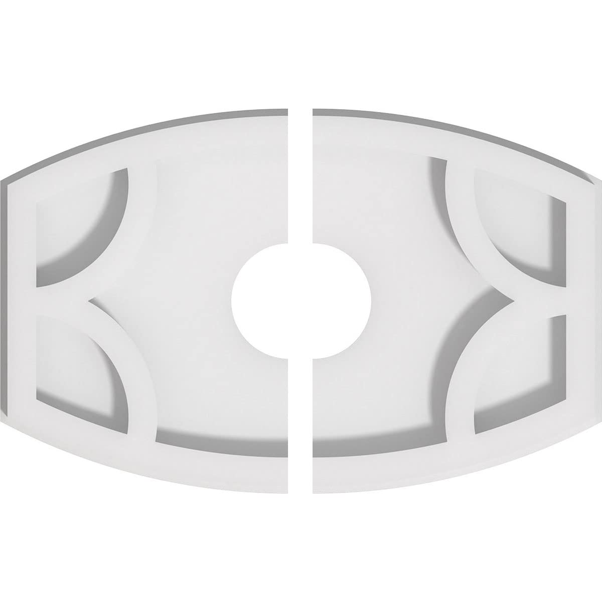 Ekena Millwork CMP10X6KY2-02000 Kailey Architectural Grade PVC Contemporary, Two Piece Urethane Ceiling Medallions 10"W x 6 5/8"H x 2"ID x 5 1/4"C x 1"P