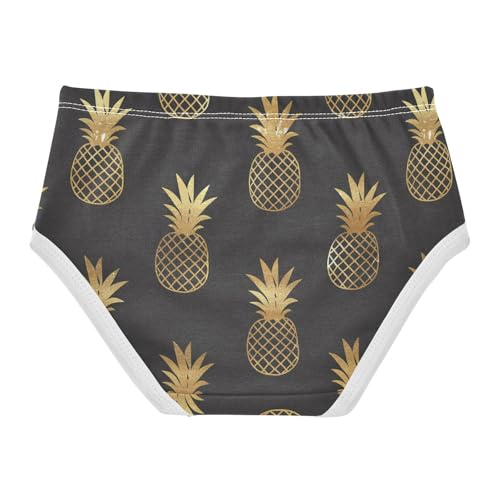 Wusikd Pineapple Gold Glitter Girls' Underwear Cotton Girls Briefs Soft Toddler Underwear 2T2