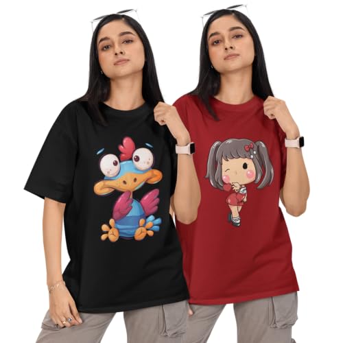 Image of Reifica 100% Pure Cotton Oversized Loose Fit Tshirts for Women