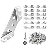 12 Pack Universal Stainless Steel Furniture Corner Connectors with Screws – Heavy Duty Triangular Brackets for Wood Furniture, Cabinets, Tables, Chairs, Drawers, and Shelving 84 Screws