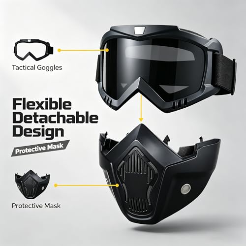 Image of Paintball Mask Anti Fog,Tactical Full Face Mask Ski Mask Goggles Detachable Adjustable,Motorcycle Riding Face Protection