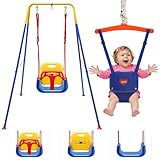ISOISL Babyschaukel & türhopser Baby 4-in-1 Set mit Gestell - Kinderschaukel, Baby Jumper mit Sicherheitsgurt, klappbar & 4 Sandsäcken - Für Drinnen & Draußen, einfach zu montieren