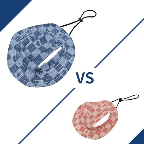 Pet Show Dog Bucket Hats Pet Hat With Ear Holes Girls Boys Classic Round Brim Outdoor Sun Hat For Small Medium Doggies Adjustable Strap Visors Puppy Cats Kitten thumb #4