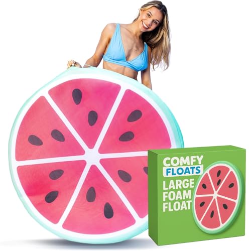 Comfy Floats Sun Disc Watermelon Pool Lounger - 2025 Upgrade - Self-Inflating Expanding Memory Foam Pool Float