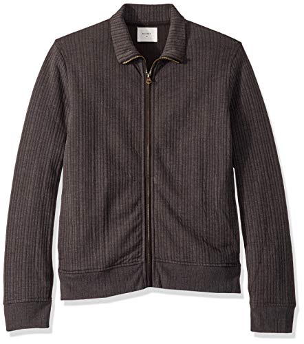 Billy Reid Men's Full Zip Ribbon Quilted Track Jacket, Charcoal, XX-Large