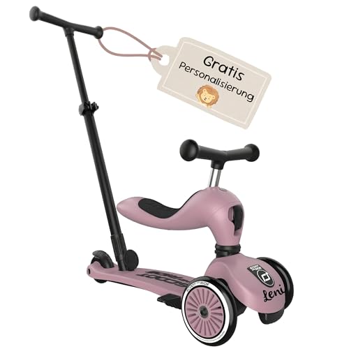 Scoot and Ride Highwaykick 1 Push & Go Wildberry personalisierbar 2-in-1 mit Sitz & Schiebestange höhenverstellbar für Kinder 15 Jahre mit Namen personalisiert