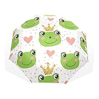 TropicalLife Umbrella Love Heart Frog Pattern Windproof 3 Fold Umbrella for Women Men Girls Boys Unisex Ultralight Outdoor Travel Compact Umbrella