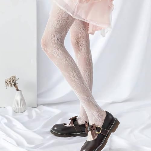 Image of 2 Pairs Lace Patterned Tights Fishnet Floral Stockings Small Hole Pattern Leggings Tights Net Pantyhose