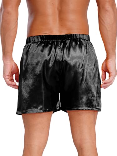 Men's Boxers Shorts Satin Pajamas Bottoms Sleep Shorts with Pockets Sleepwear Nightwear2