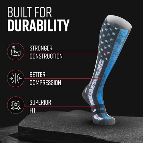 Image of MudGear Graduated Compression Socks, Durable, Sweat-Resistant OCR Performance Socks with Cushioned Footbed, Made in USA