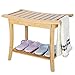 YXZQ Tablette, Tabouret De Salle De Bains, Tabouret De Douche en Bambou À 2 Niveaux Courbe Le Siège De Rasage Douche Repose-Pieds Tabouret De Baignoire Spa Tabouret Anti-dérapant Chaise De B