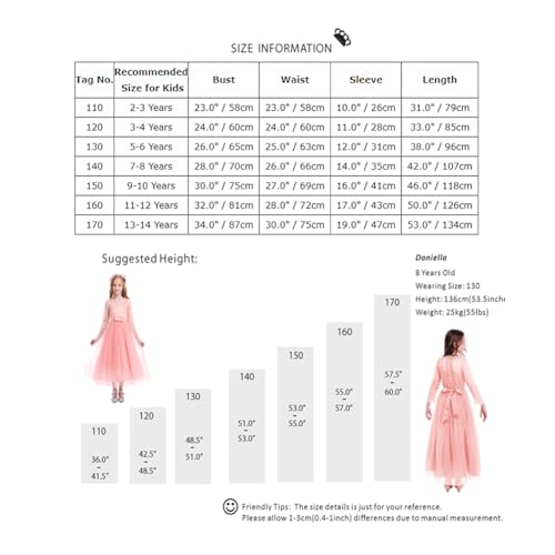 Flower Girl Long Princess Dress Vintage Lace Maxi Gown Kids Formal Wedding Bridesmaid Pageant Tulle Dresses Little Big Girls Elegant Bowknot Dance First Communion Birthday Prom Dresses White 7-8Y
