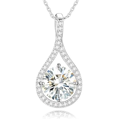 E-EMERMAKING Moissanite Necklace Gift for Women, 925 Sterling Silver 18K White/Yellow Gold Vermeil 2.0CT Moissanite Pendant for Her, Anniversary Day, Birthday, Wedding - to My Wife, Mom
