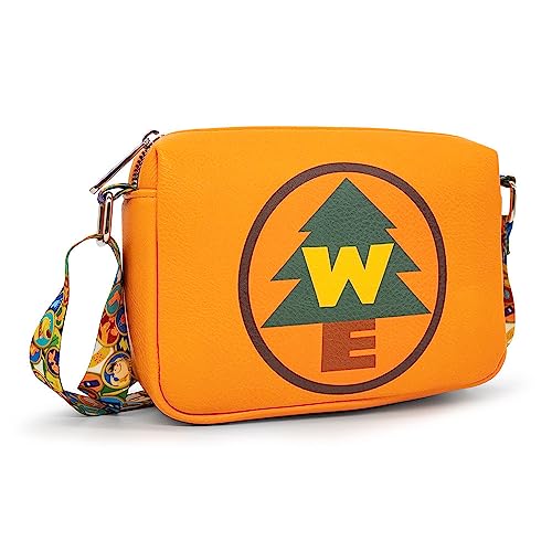 Disney Bag, Crossbody, Rectangle, Up Wilderness Explorers WE Badge, Orange, Vegan Leather2