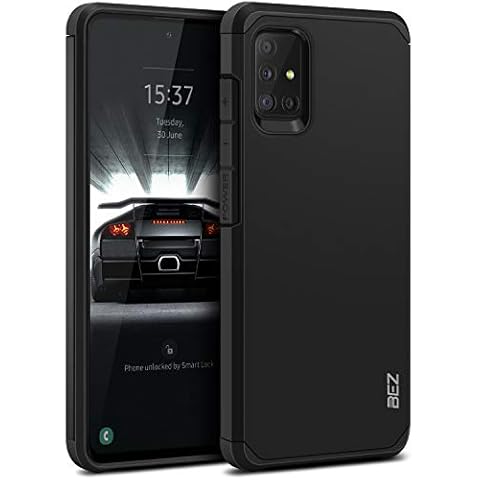 BEZ Case for Samsung A51 Case, Samsung Galaxy A51 Case Cover, Compatible with Samsung Galaxy A51, Phone Case Shock Absorbing, Heavy Duty Tough Dual Layer, Black Cover