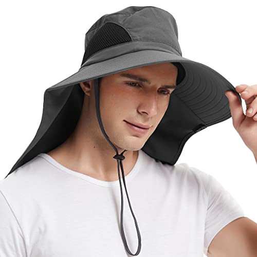 EINSKEY Sonnenhut für Männer/Frauen, Wasserdicht Breite Krempe Eimerhut UV-Schutz Boonie Hut zum Angeln Wandern Garten Strand Cover