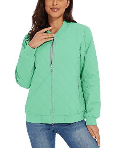 Magcomsen Women Bomber Jacket Lightweight Jacket With Pockets Full Zip Jacket Fleece Jacket Quilted Coat Flight Jackets Puffy Outerwear #TOP3