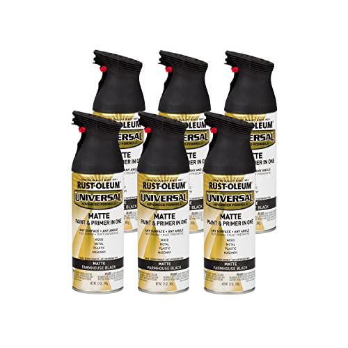Image of Rust-Oleum 330505-6PK Universal All Surface Spray Paint, 12 oz, Matte Farmhouse Black, 6 Pack