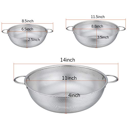 P&P CHEF Stainless Steel Colander, 3 Pcs Colanders Strainer, 1 +3 +5Qt by P&P CHEF - Image 5