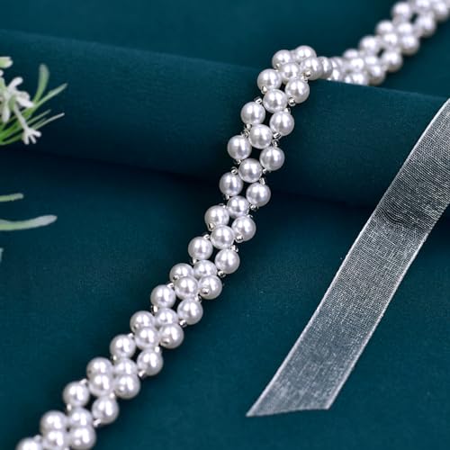 azaleas Women's Pearls Bridal Bridesmaid Dresses Sash Belts,Beaded Wedding Belt Bridal Belts Ivory4