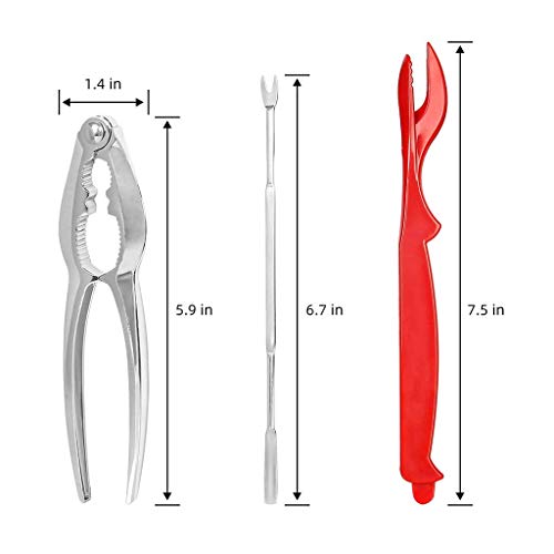 12Pcs Seafood Tools Set with Crab Crackers Lobster Shellers Seafood Picks, Aluminum Alloy Seafood Tools (Multicolor) - Thumbnail 5