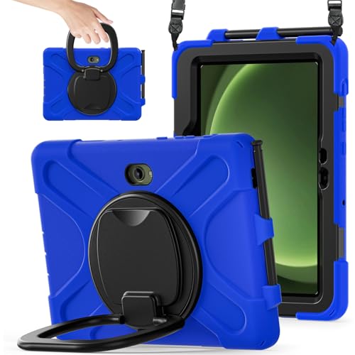Protection Samsung Galaxy Tab Active 5 Pro antichoc JZ étui rigide bleu avec bandoulière