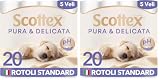 Scottex Carta Igienica Pura e Delicata, Morbida e Assorbente, 5 Veli, PH Neutro, Dermatologicamente Testata, 40 Pz (2 x 20)
