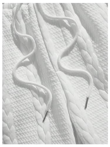 Floerns Men's 2 Piece Outfits Cable Knit Letter Patched Crewneck Tee and Shorts Sets3