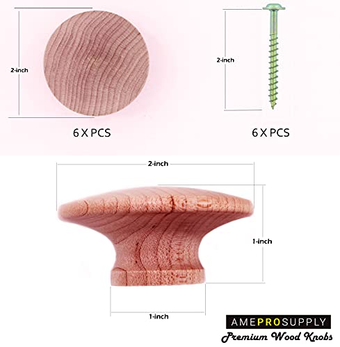 Amepro Supply Wood Knobs Extra Large 2 Inch Big Wooden Knob For Bifold Doors thumb #3