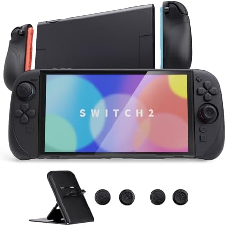 （06:30時点） PlayVital Ranger Nintendo Switch 2（2025）対応保護カバー シリコングリップ＋PC製ハードカバーケース 折りたたみスタンド＆親指グリップキャップ付き ドック対応【ブラック】