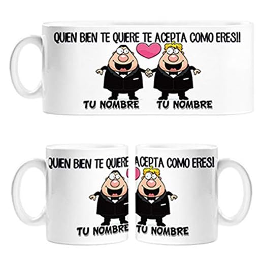 Diver Tazas Taza LGTB Chicos Enamorados quien Bien te Quiere acepta como Eres Personalizable con Nombre - Cerámica