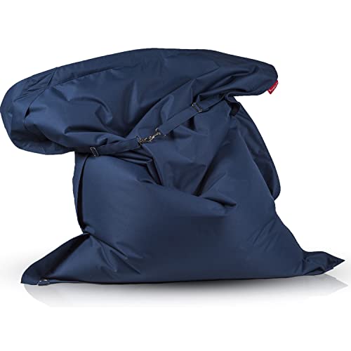Ecopuf Sitzsack Classic M komplett mit Gurten, Sitzsack aus Polyester, wasserdicht für Innen und Außen, 170 x 135 cm, gefüllt mit Polystyrol Cover