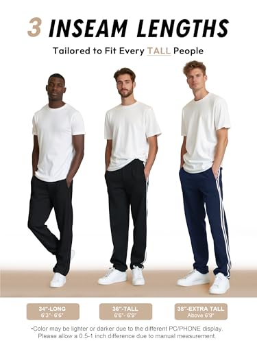 Tall Men's 34/36/38 Inseam Track Pants Warm-up Sweatpants Open Hem Tracksuit Bottoms for Gym Athletic Workout3