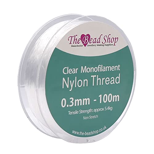Fil de Nylon Transparent de 0,3 mm, Fil à Coudre Transparent, décoration à Suspendre, Non Extensible, résistance à la Traction d'environ 5,4 kg (Bobine de...
