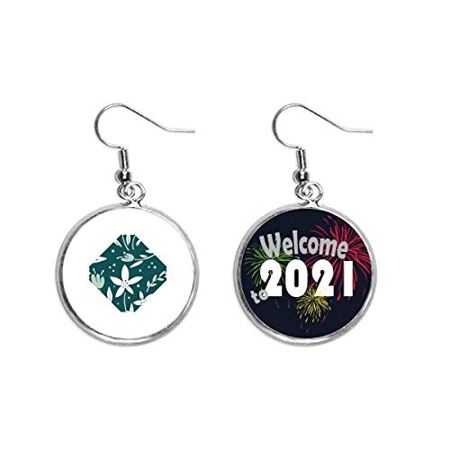 Pendientes colgantes de plata de ley con esmalte floral verde joyería fina m