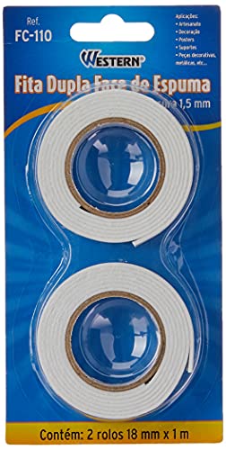 Western FC-110 Fita Dupla Face, Branco, 1 m x 18 mm, 2 unidades